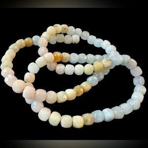 Genuine Multi-Faceted Aquamarine Gemstone Beads